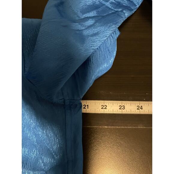 Equipment Femme Womens Top Large Blue Satin Viscose Button Long Sleeve Designer - Picture 5 of 7